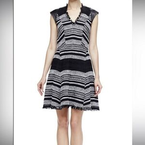 NWOT Rebecca Taylor Tweed short sleeves dress. Black and white. Size 8.